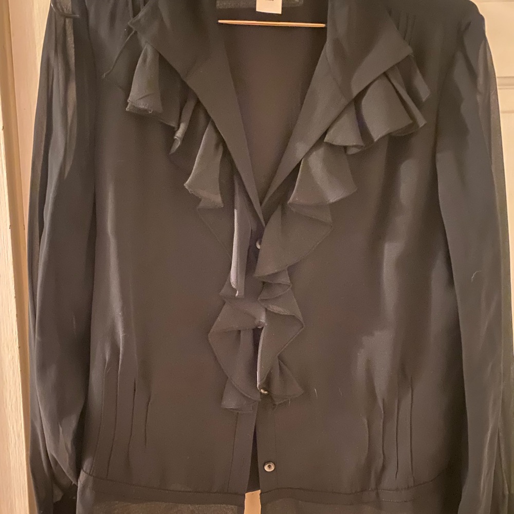 Jones New York Black Ruffle Blouse
